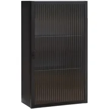 [en.casa] Hängeschrank Zundert mit geriffelter Glastür 60x35x15 cm Stahl Schwarz