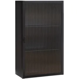 [en.casa] Hängeschrank Zundert mit geriffelter Glastür 60x35x15 cm Stahl Schwarz