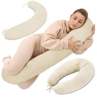 Totsy Baby Stillkissen XXL Schwangerschaftskissen 190 cm - Pregnancy Pillow Body Pillow Seitenschläferkissen Schlafkissen Lagerungskissen Kissen mit Bezug aus Musselin Oeko-Tex