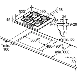 Bosch Backofen-Set Gaskochfeld Schwarz 71 Liter Pyrolyse 3D Heißluft FlameSelect