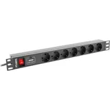 LANBERG Steckdosenleiste 1U 2 m Schwarz 7 St.