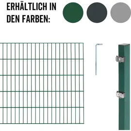 BRobotix Doppelstabmattenzaun 14 m x 140 cm Grün/Stahl