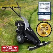 Brast Balkenmäher Benzin 3,5kW(4,8PS) mit Antrieb Schnittbreite 97cm Luft-Bereifung mit Geländeprofil Rasenmäher Hochgrasmäher Wiesen-Mäher 196ccm