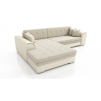 Couchgarnitur SARRA Creme-Dunkelbeige mit Schlaffunktion Ottomane Links