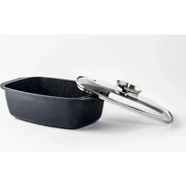 Cheffinger Auflaufform mit Deckel Induktion Pfanne Schmortopf Marmorbeschichtung Aluguss 32cm