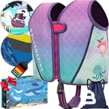 Bluemarina Schwimmweste für Kinder | Verschiedene Größen von Kleinkind bis Baby - Schwimmlernhilfe - Schwimmhilfe - Schwimmflügel - Schwimmring - Schwimm Weste für Kind ab 1-9 Jahren (Mermaid, M)