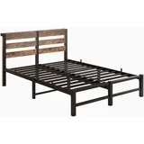 HOMERECOMMEND Metallbett mit LED-Beleuchtung und USB-Ladestation (1-tlg., Ohne Matratze), Jugendbett Bettgestell 140 x 190 cm braun 89 cm