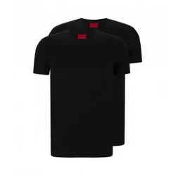 HUGO für Herren. 50325417 Pack 2 T-Shirts Peak Kragen schwarz (L), Lässig, Baumwolle, Kurzarm, Nachhaltig