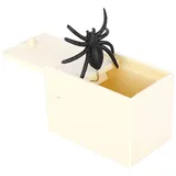 Tbest Gummi-Box für Spinnenwitze, Handgefertigt aus Holz, Überraschungssimulation, Gefälschter Lustiger Trick, Streichspielzeug, Geschenk, Gag-Spielzeug, Praktischer Spaß, Halloween,