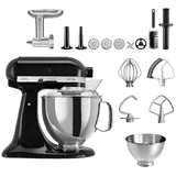 KitchenAid 4,8 L 5KSM175 Artisan Küchenmaschine Meatlover mit Ganzmetall- Fleischwolf - Onyx Schwarz