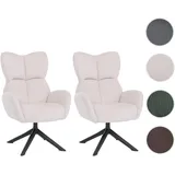 2er-Set Esszimmerstuhl HWC-Q54, Relaxstuhl Loungestuhl Polsterstuhl, drehbar Metall Cord (320g/m2) ~ creme