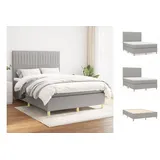 vidaXL Boxspringbett mit Matratze Hellgrau 140x200 cm Stoff