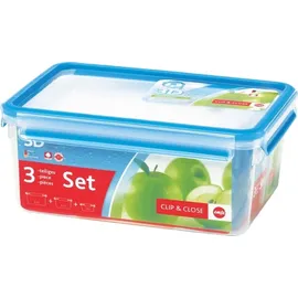 Emsa Clip&Close rechteckig Aufbewahrungsbehälter-Set, 3-tlg. blau 508567
