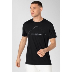 SUPER.NATURAL Print-Shirt Merino T-Shirt M GROSSGLOCKNER TEE wärmender Merino-Materialmix schwarz XXL