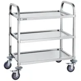 Vevor Laborwagen Gerätewagen Medizintechnik Servierwagen 201 Edelstahl Tragbar Abräumwagen 100 kg Tragfähigkeit, 740 x 396 x 860 mm Labor Rollwagen Medical Trolley Dreifach-Design Silber