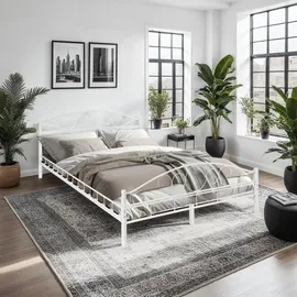 Tectake tectake® Metallbett, Weiß, Metall, Schlafzimmer, Betten, Metallbetten