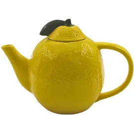 Dekohelden24 Teekanne, Kaffeekanne, Wasserkanne, Servierkanne, Keramikkanne, Teekanne als Zitrone aus Keramik in gelb, L/B/H 12x 20x 16 cm.