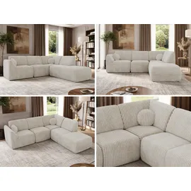 MKS Eckcouch Cord 5M L 2-Sitzer Beige