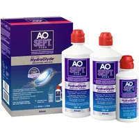 Alcon Plus mit Hydraglyde Kontaktlinsen-Pflegemittel | Vorrats- und Reisepackung | 2 x 360 ml + 1 x 90 ml