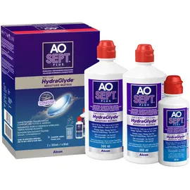 Alcon Plus mit Hydraglyde Kontaktlinsen-Pflegemittel | Vorrats- und Reisepackung | 2 x 360 ml + 1 x 90 ml