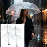 shop'n smile ideoon 4er-Set Transparenter Regenschirm mit Automatik, 85 cm Durchmesser, klarer Glockenschirm für Damen & Herren, robuster Stockschirm mit Einhand-Öffnung