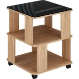 Vichy Vicco Couchtisch + Beistelltisch, Couchtisch Velito, Goldkraft Eiche/Schwarz, 50 x 50 cm