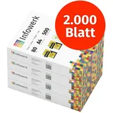 infowerk Druckerpapier Kopierpapier 2000 Blatt 4 x 500 A4 80g Premium Hochweiß CIE Testsieger PEFC Umweltzertifikat