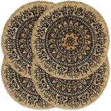 vidaXL Tischsets 4 Stk. Dunkelblau 38 cm Rund Jute