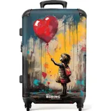 NoBoringSuitcases.com NoBoringSuitcases.com® Handgepäck Koffer Reisekoffer, Reisetasche mit Luftballon im Graffiti-Stil - Kombinationsschloss TSA Schloss, Koffer Klein, Graffiti-Druck