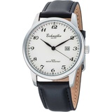 EICHMÜLLER Herrenuhr RE1063 Edelstahl altweiss-schwarz Lederband 42 mm