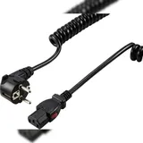 Sygonix SY-6733074 Kaltgeräte Anschlusskabel Schwarz 3 m verriegelbar, Spiralkabel