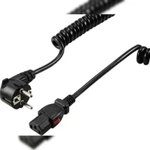 Sygonix SY-6733074 Kaltgeräte Anschlusskabel Schwarz 3 m verriegelbar, Spiralkabel