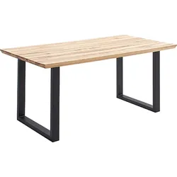 Esstisch MCA LIVING "Palais Esstisch", beige (naturfarben, schwarz, naturfarben), B:160cm H:77cm T:90cm, Zerreiche, durchgehende Lamelle, Tische, durchgehende Lamelle aufgedoppelt
