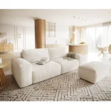 DeLife Big-Sofa Lanzo XL 270x130 cm Bouclé Creme-Weiß mit Hocker,