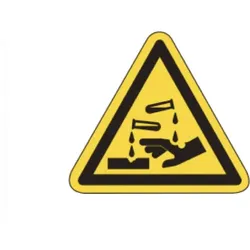 Warnschild als Symbol Warnung vor ätzenden Stoffen nach ISO 7010