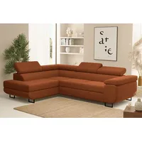 Fun Möbel Ecksofa Sofa mit Schlaffunktion METZ Stoff Poso Rostbraun Ottomane Links