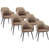 vente-unique Vente-unique-Stuhl mit Armlehnen 6er-Set - Samt & Metall schwarz - Beige - Eleana
