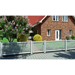 Aluminium Gartenzäune Ammersfoort – Zaun aus Aluminium, grau – moderner Vorgartenzaun – Gartenzaun für Grundstückseinfriedung