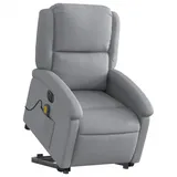 vidaXL Massagesessel Elektrisch 86,5 x 99,5 x 86,5 cm Hellgrau mit Aufstehhilfe