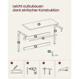 VASAGLE Wandgarderobe braun Holz 10 Haken 65,0 x 42,0 cm