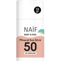 NAÏF - Mineralischer Sonnenschutzstick - für Baby & Kind - LSF 50-0% Parfüm - Stick ohne Mikroplastik, Mineralöle oder Silikone - UVA und UVB Schutz - Wasserresistent - Dermatologisch Getestet - 36g