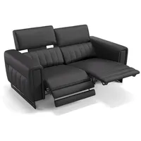 Sofanella 2-Sitzer Leder LESINA, Relaxsofa, Designsofa, Designer Couch, Italienisches Sofa, 2er Sofa schwarz