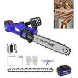 DayPlus kabellose Kettensäge 12 Zoll 600W Elektro-Kettensäge | bürstenloser Motor aus reinem Kupfer | mit 4.0Ah Akku, leichte handgeführte Elektrosäge für Gartenarbeit, Astschnitt & Holzschnitt