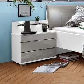 Wiemann Nachttisch Shanghai 2 Glas Weiß