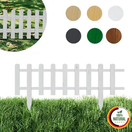 Floranica Zierzaun aus Holz 100 x 20 cm Weiß imprägniert Steckzaun als Beeteinfassung Rasenkante Tierzaun Bauernzaun - Weiß