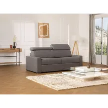 vente-unique VIZIR 4-Sitzer Schlafsofa Express Typ in Stoff - grau - Schlafbereich, breiter Lattenrost, 160 cm - Matratze 18 cm - Grau