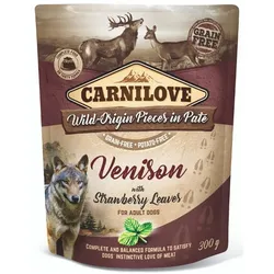 CARNILOVE Dog Paté Venison with Strawberry Leaves 300g Nassfutter für Hunde Wildbret mit Erdbeerblättern