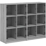 vidaXL Bücherregal mit Türen Grau Sonoma 136x37x109 cm Holzwerkstoff