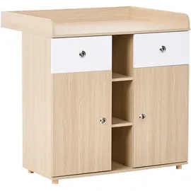 Beliani Wickeltisch Schrank Holzoptik braun 69x90x90 cm 2 Schubladen 3 Fächer 2 Türen Delisle