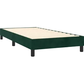 vidaXL Boxspringbett mit Matratze & LED Dunkelgrün 90x190 cm Samt